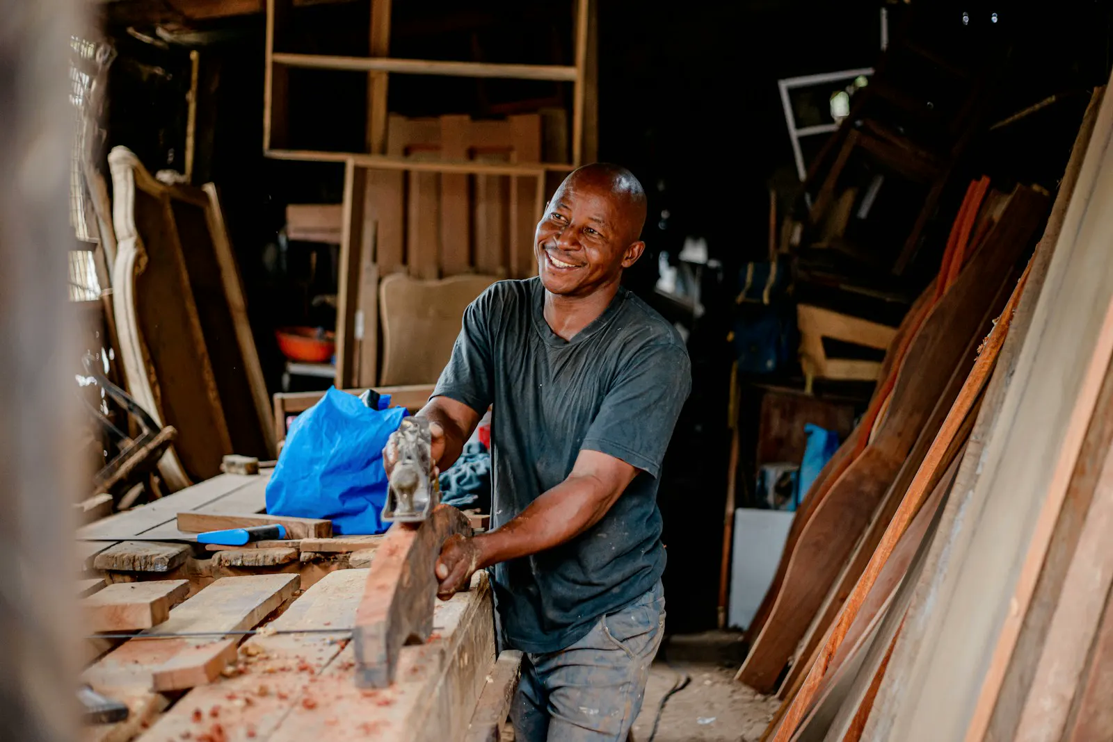 Carpenter at work in the shop
