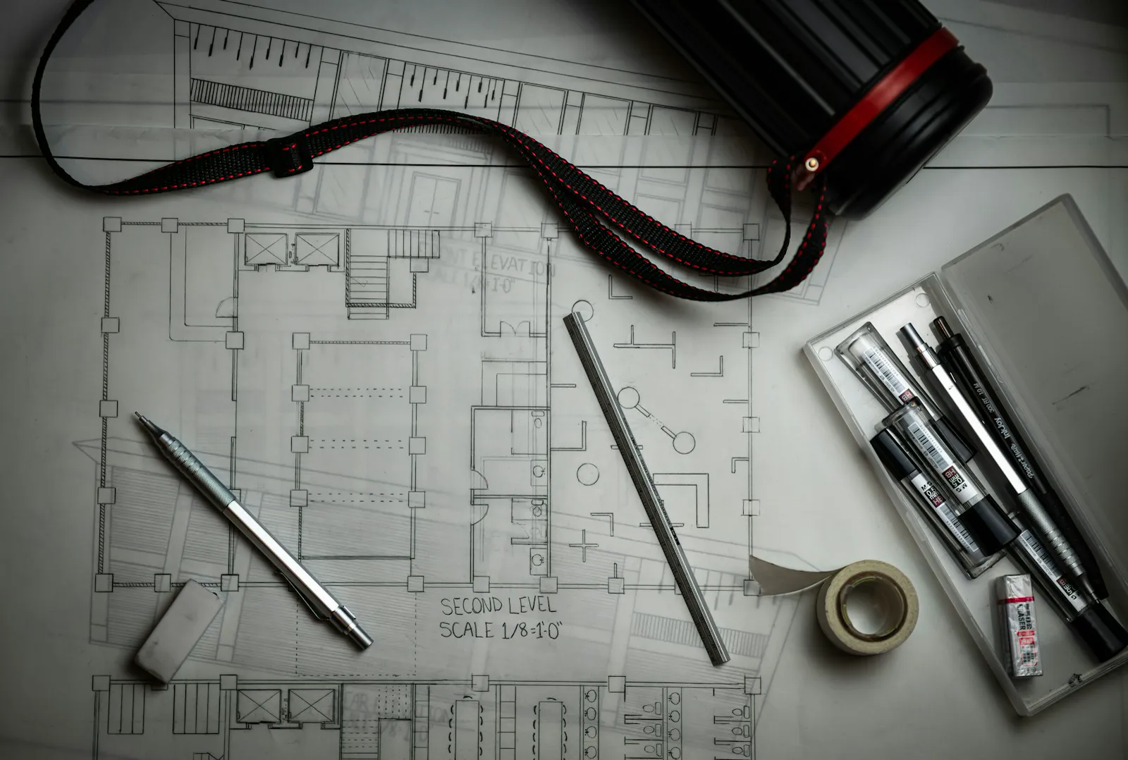 Architectural drawings with drafting tools